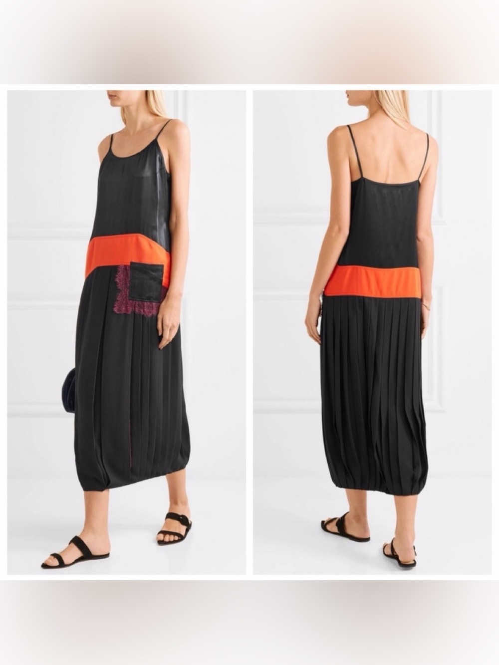 Tory Burch Veronica Maxi Dress Silk Satin Lace Detail Size 6/8 See Measurements